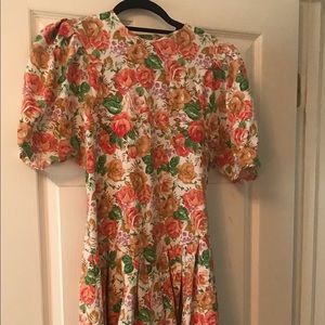 Vintage Floral Romper with Puff Sleeves